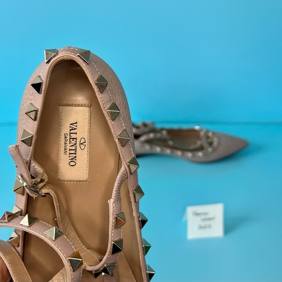 Authentic Valentino Poudre grained ROCKSTUD CAGED BALLET FLAT - Picture 7 of 7